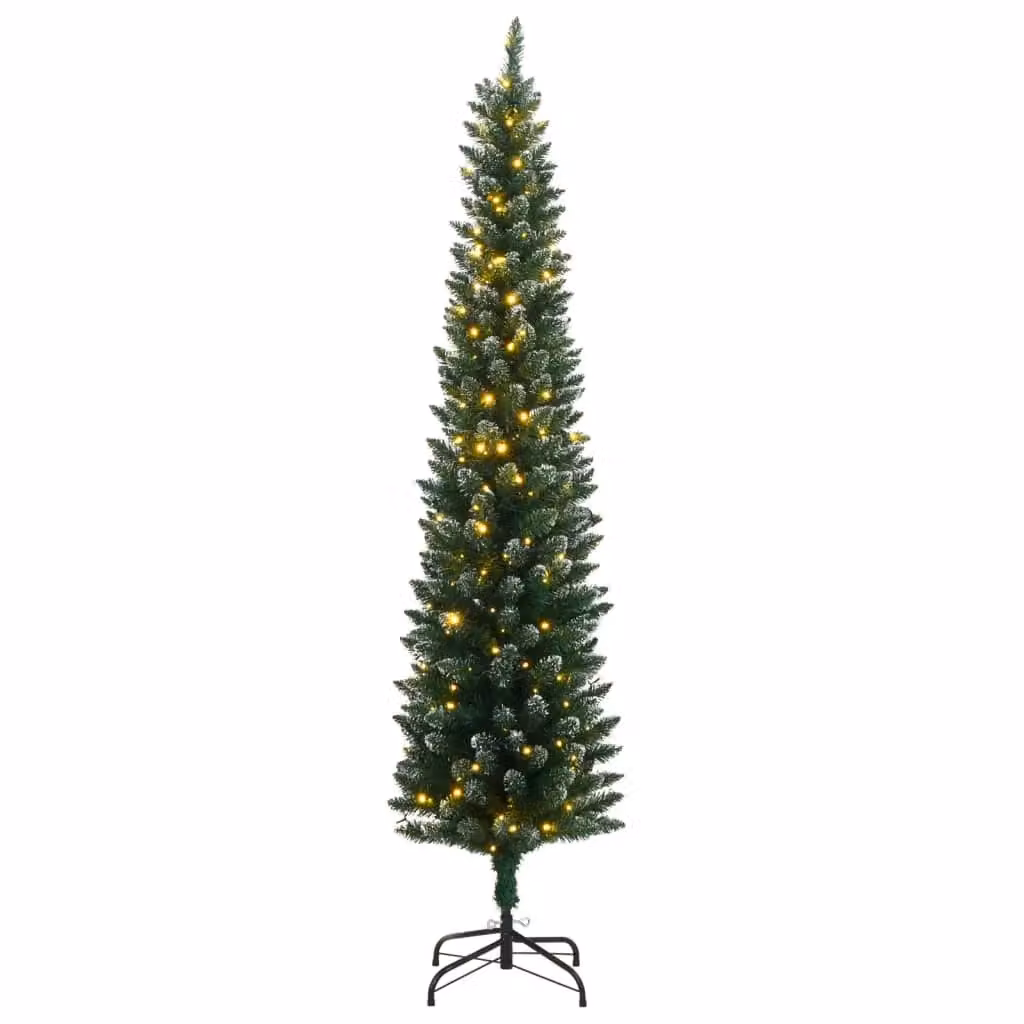 Berkfield Home Artificial Slim Green Christmas Tree with 300 LEDs, Height: 240 cm – 2