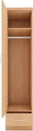 Seconique Nevada 1 Door 1 Drawer Wardrobe in Oak Effect, W/D/H: 52 x 40 x 182.5 cm – 3