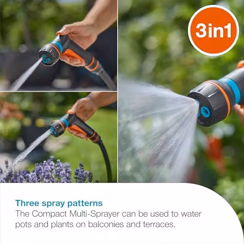 Gardena Classic Compact Multi-Pattern Nozzle in Grey, Orange and Turquoise – 2