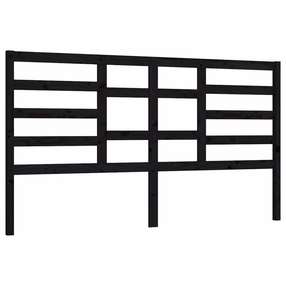 Berkfield Home Beautiful Black Solid Pine Wood Bed Headboard W: 206 cm, D: 4 cm, H: 104 cm – 2