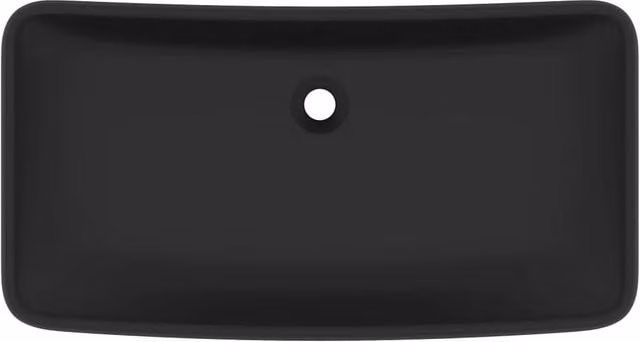 Berkfield Home Luxury Rectangular Ceramic Countertop Basin, Matt Black, W: 71 cm, D: 38 cm, H: 13.5 cm