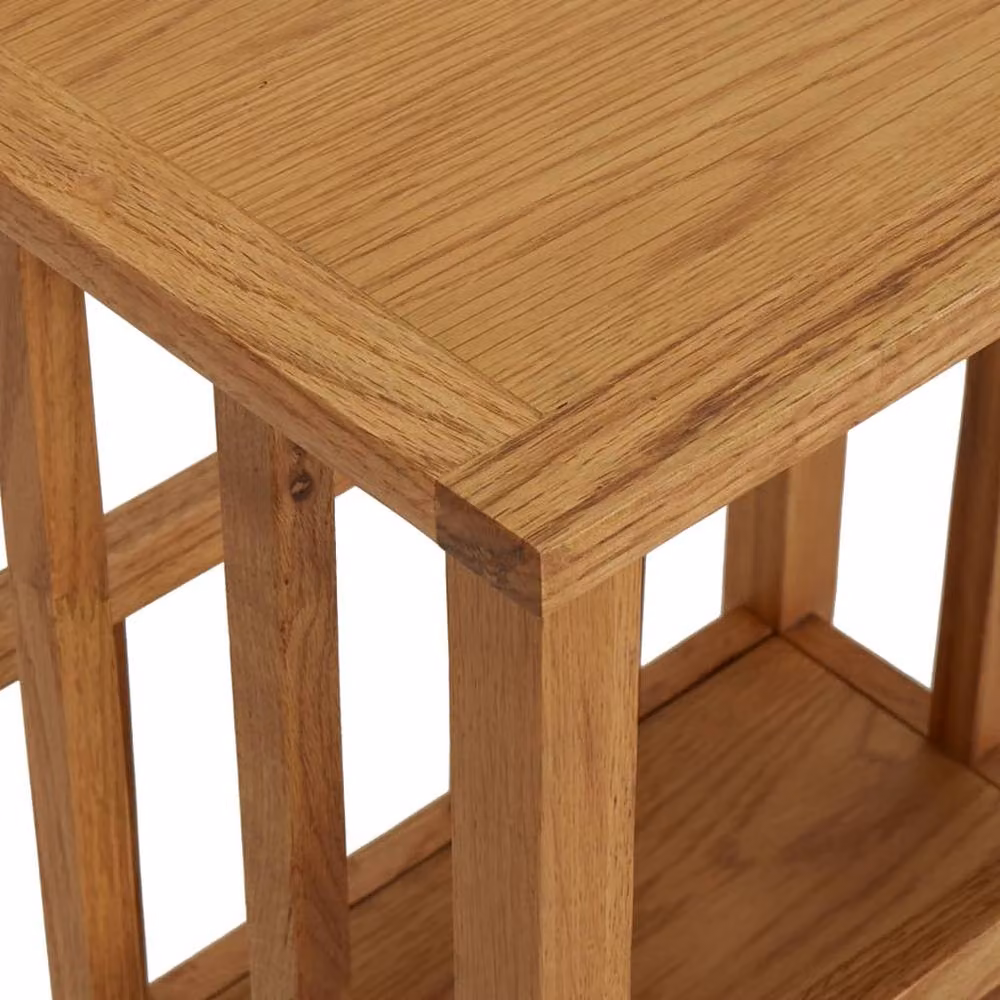 Berkfield Home Magazine Table in Brown Solid Oak Wood, W/D/H: 45 x 35 x 55 cm – 4