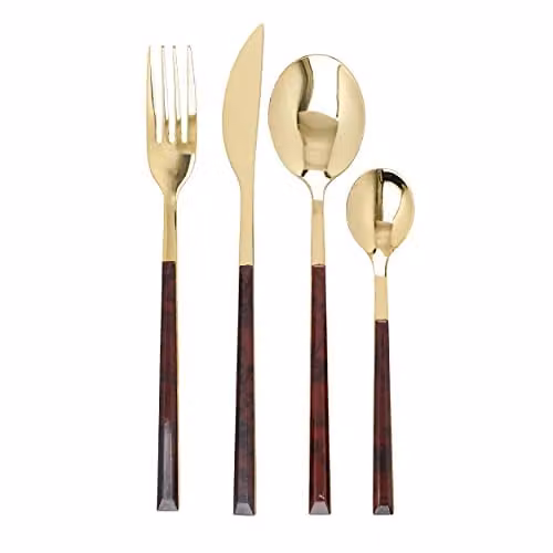 Mikasa 16-Piece Gold Polished Stainless Steel Cutlery Set for 4 Adults