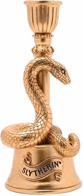 Warner Bros Harry Potter Alumni Slytherin Snake 3D Metal Taper Candle Holder in Antique Gold – 1