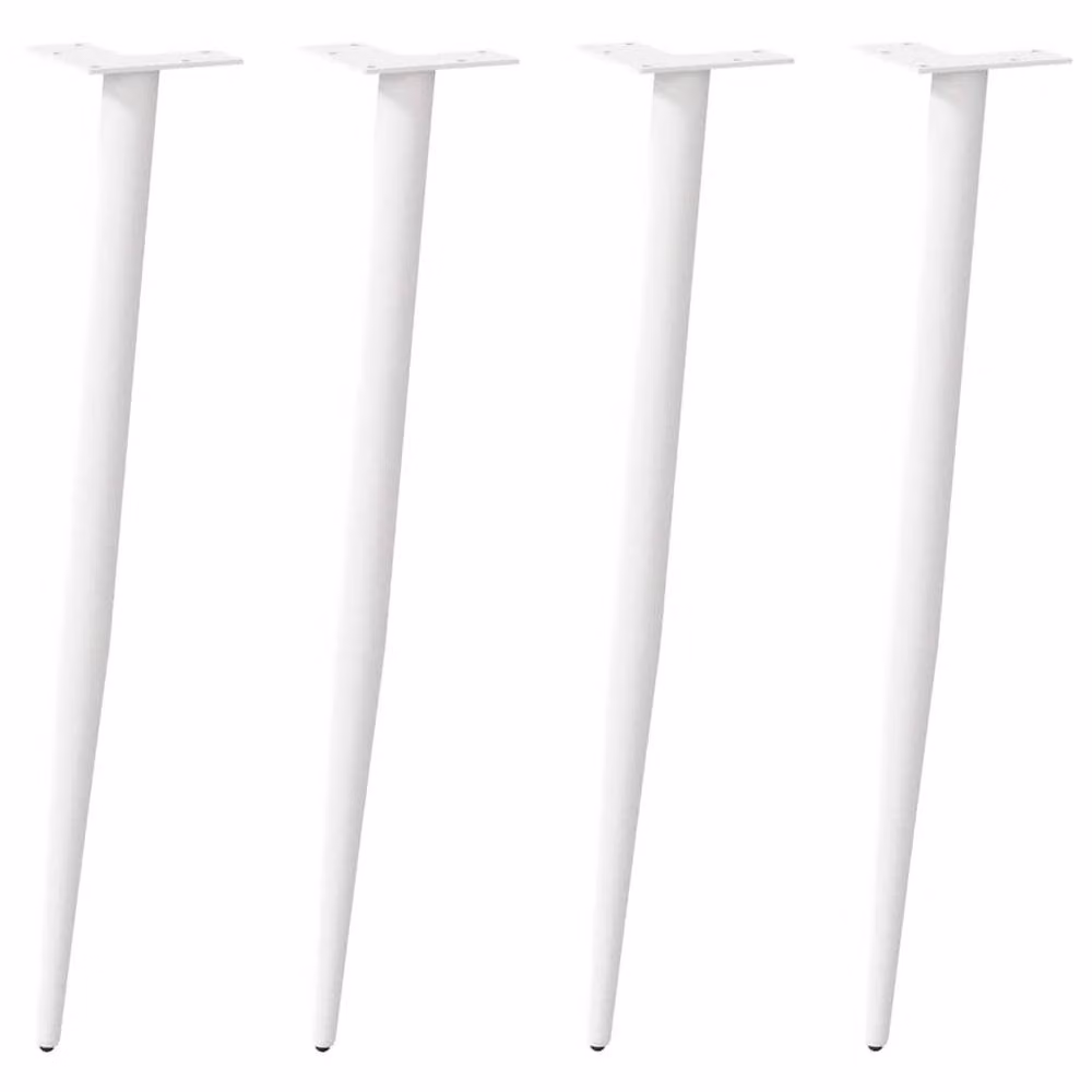Berkfield Home Modern Conical Coffee Table Legs, 4 Pieces, White Steel, Height: 72.5 cm