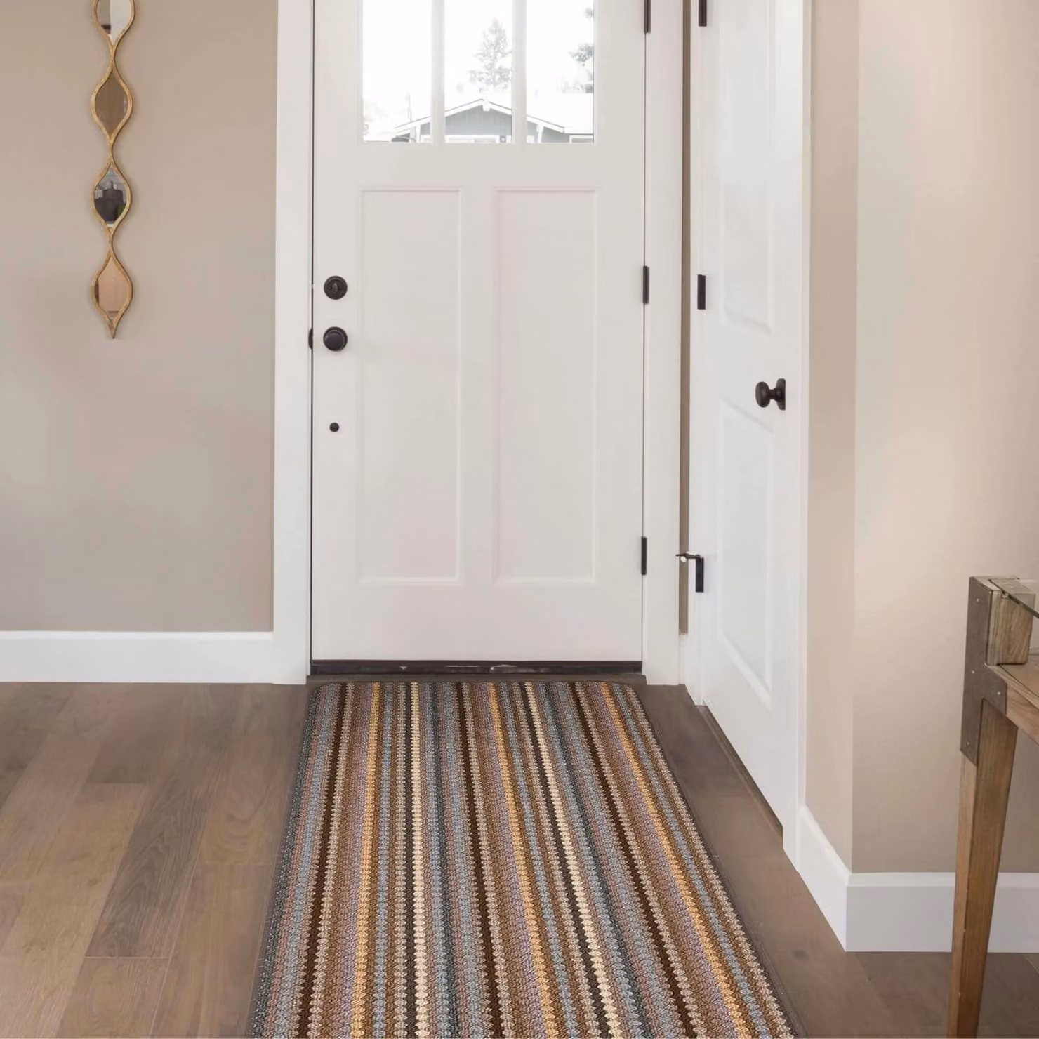 THE RUGS Washable Nonslip Striped All-Purpose Mat in Beige, W/D: 80 x 140 cm – 3
