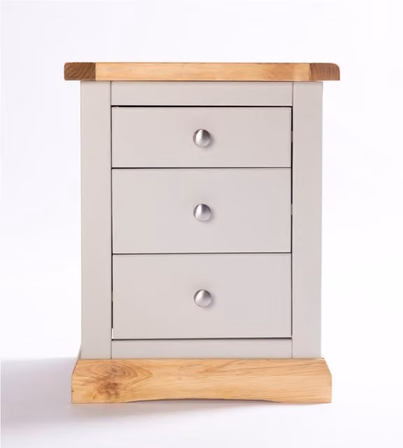 Cabinet Bits Bomporto 3 Drawer Bedside Table in Grey Waxed Pine