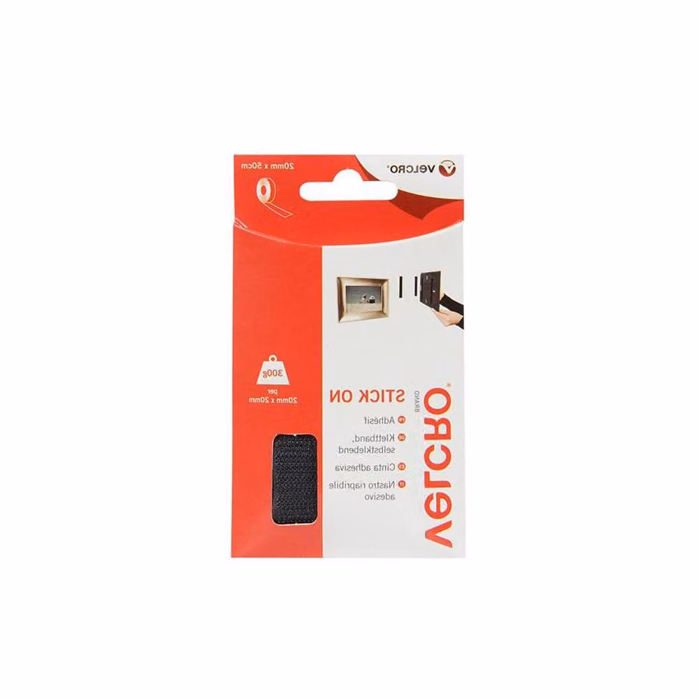 VELCRO Brand Double Sided Stick On Hook and Loop Self Adhesive Tape, Black, W: 20 mm x L: 50 cm – 2