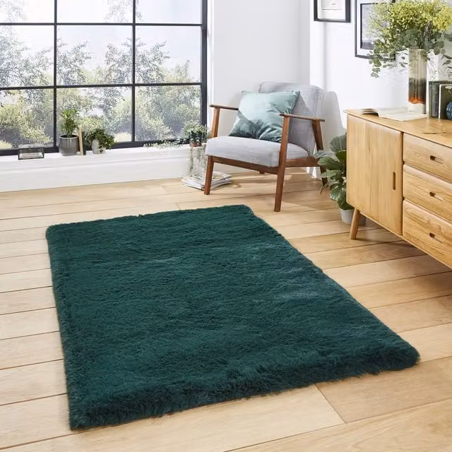 Terrys Super Teddy Plain Shaggy Rug in Green