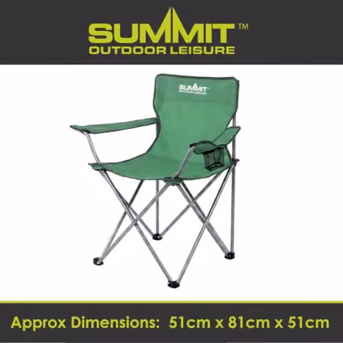 VFM e-Store Folding Camping Chair with Cup Holder and Carry Bag, Green, W: 51 cm, H: 81 cm – 2