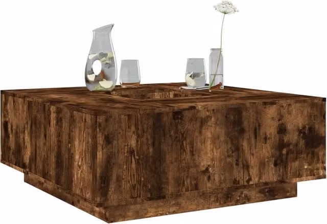 Berkfield Home Smoked Oak Coffee Table in Brown, W/D/H: 100 x 100 x 40 cm – 1