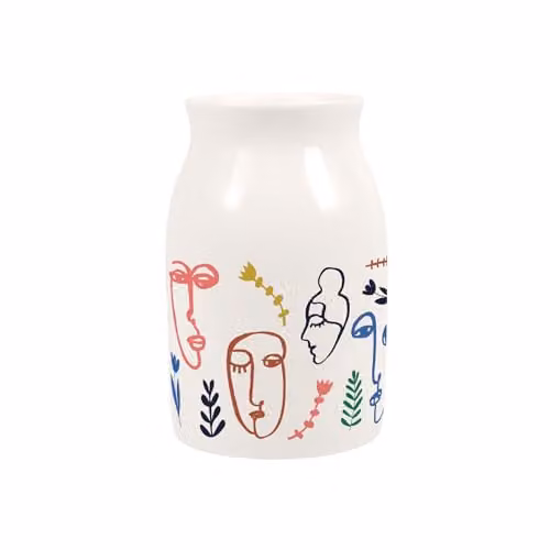 Purely Home Abstract Modern Porcelain Tabletop Vase in Multicolour and White, H: 13.0 cm, W: 8.0 cm, D: 8.0 cm