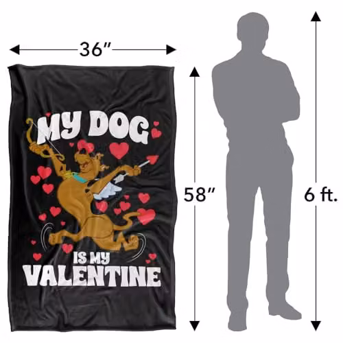 Warner Bros. Scooby Doo My Dog Is My Valentine Super Soft Fleece Throw Blanket, Multicolour – 4