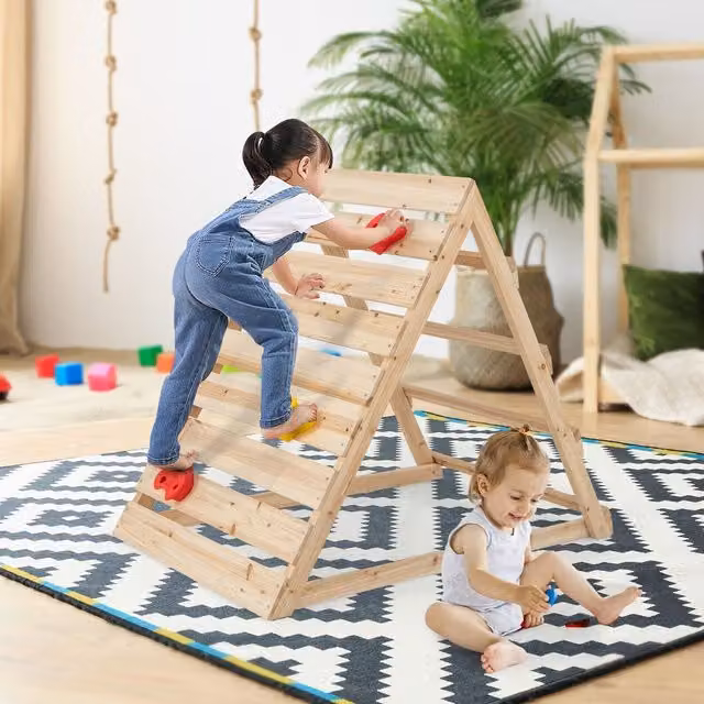 Costway Wooden Kids Climber Toy in Brown