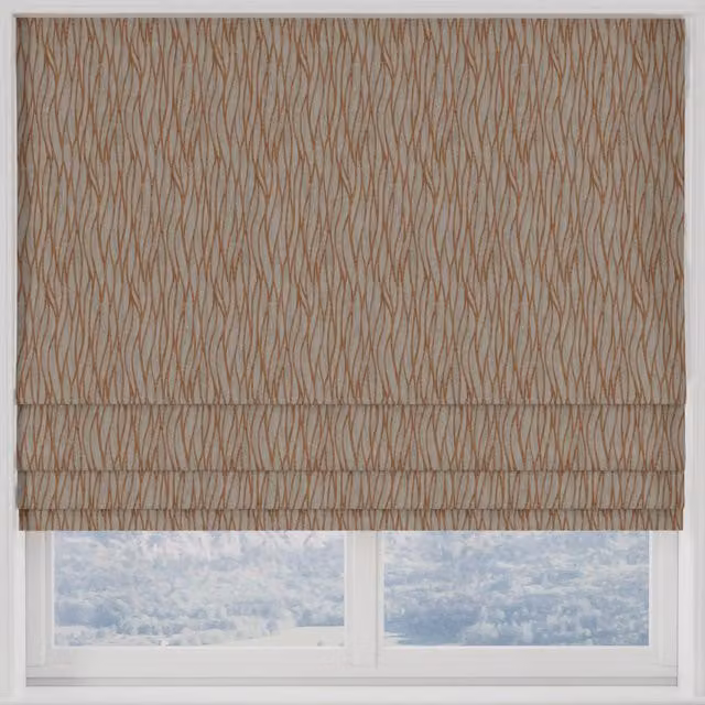 Terrys Linear Made to Measure Blackout Roman Blind, Striped Burnt Orange Polyester