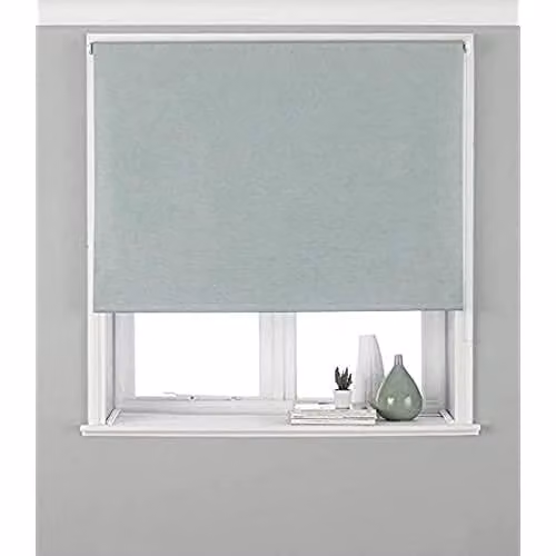 Riva Home Eclipse Blackout Roller Blind in Duck Egg Blue, Thermal Insulating Polyester, Width: 91 cm, Drop: 162 cm – 1