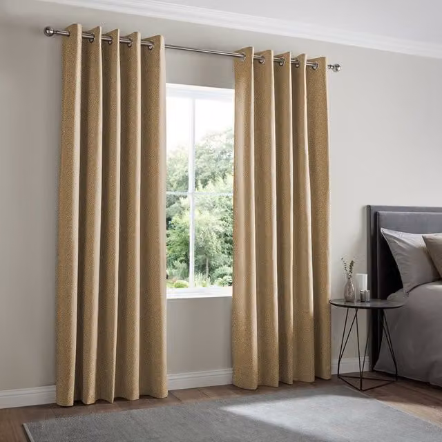 Arkona Simply Collection Made to Measure Blackout Eyelet Curtain Panel in Bronze