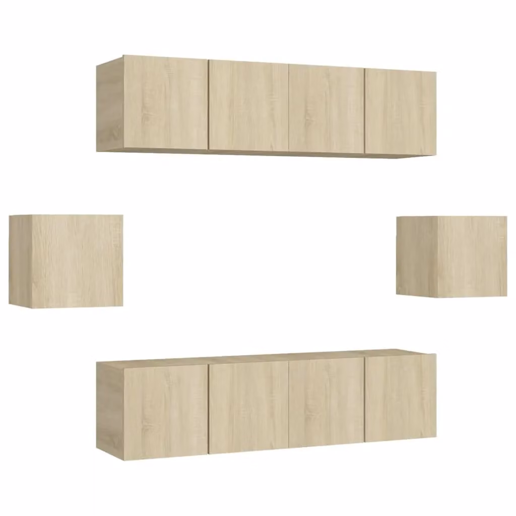 Berkfield Home 6 Piece Sonoma Oak TV Cabinet Set in Brown and Beige