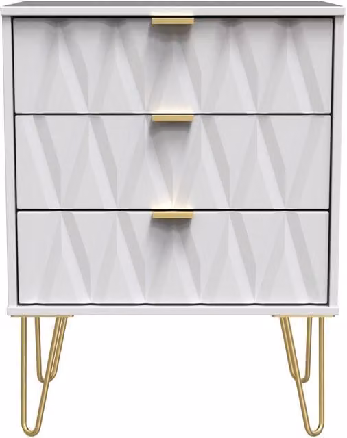 2 U Dallas 3 Drawer Midi Sideboard in White and Gold – 1