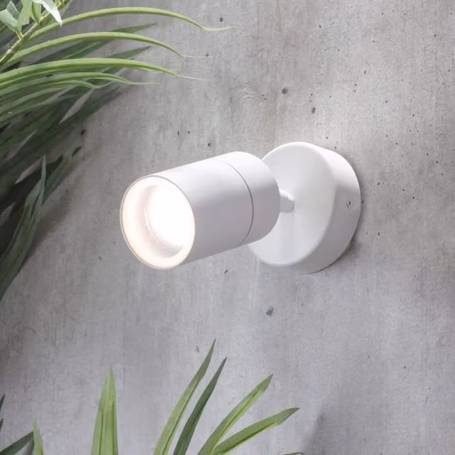 Litecraft 2 Pack of Modern White Adjustable Cylinder Outdoor Wall Lights for Garden