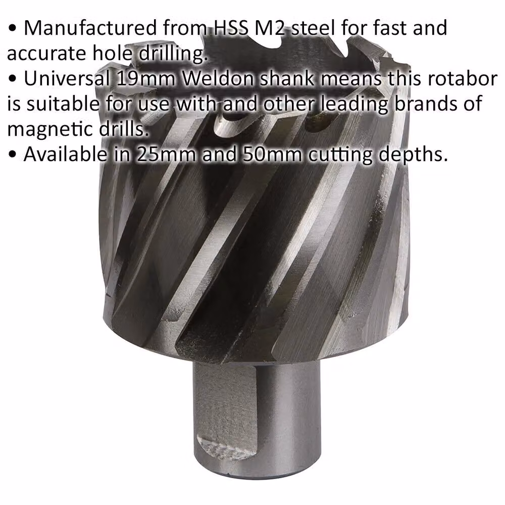 Loops M2 Steel Annular Metal Core Drill Rotabor Cutter with 19mm Shank, W: 46 mm, D: 25 mm, Grey and Multicolour – 2