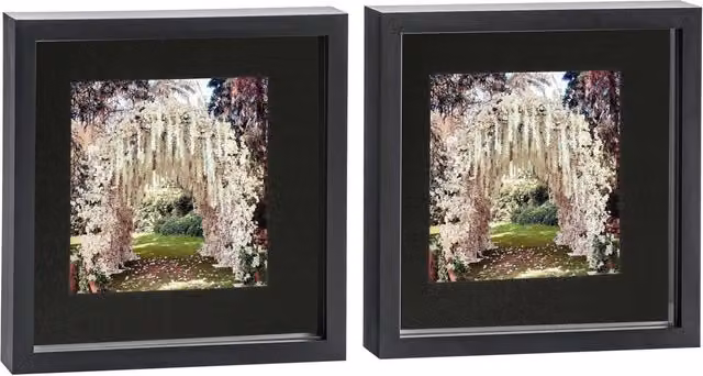 Nicola Spring Pack of 2 Single Square 3D Box Photo Frames in Black and Grey, W/D/H: 25.4 x 25.4 x 25.4 cm