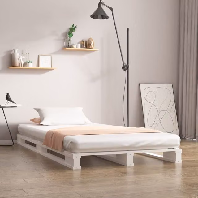 Berkfield Home White Pallet Bed Small Single Made of Solid Pine Wood W/D/H: 75 x 190 cm