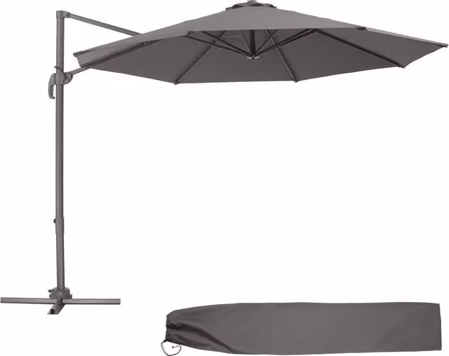 tectake Daria Parasol with Protective Cover, Grey