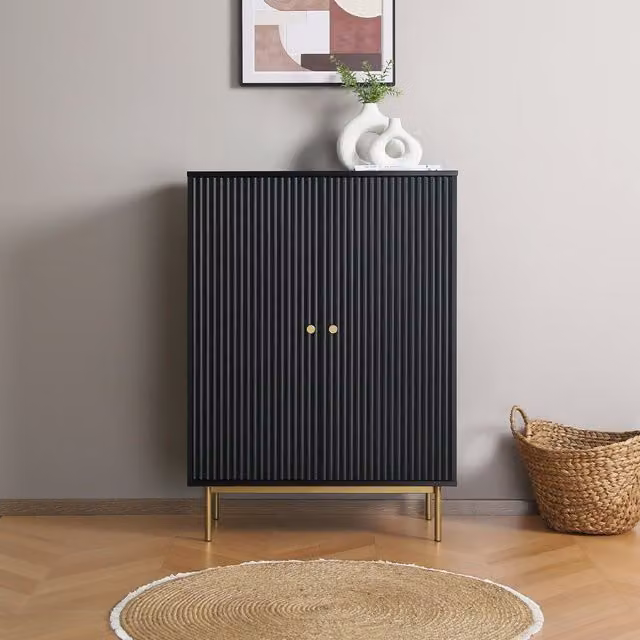Home Garden Direct Devon Highboard Storage Cabinet in Matt Black – 1