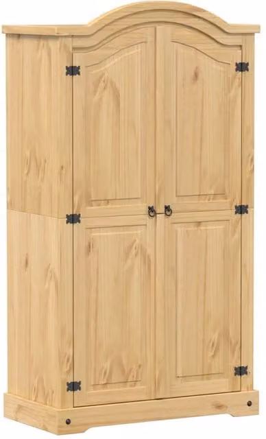 Berkfield Home Corona Wardrobe in Light Tan Solid Pine, W/D/H: 102 x 52 x 186 cm