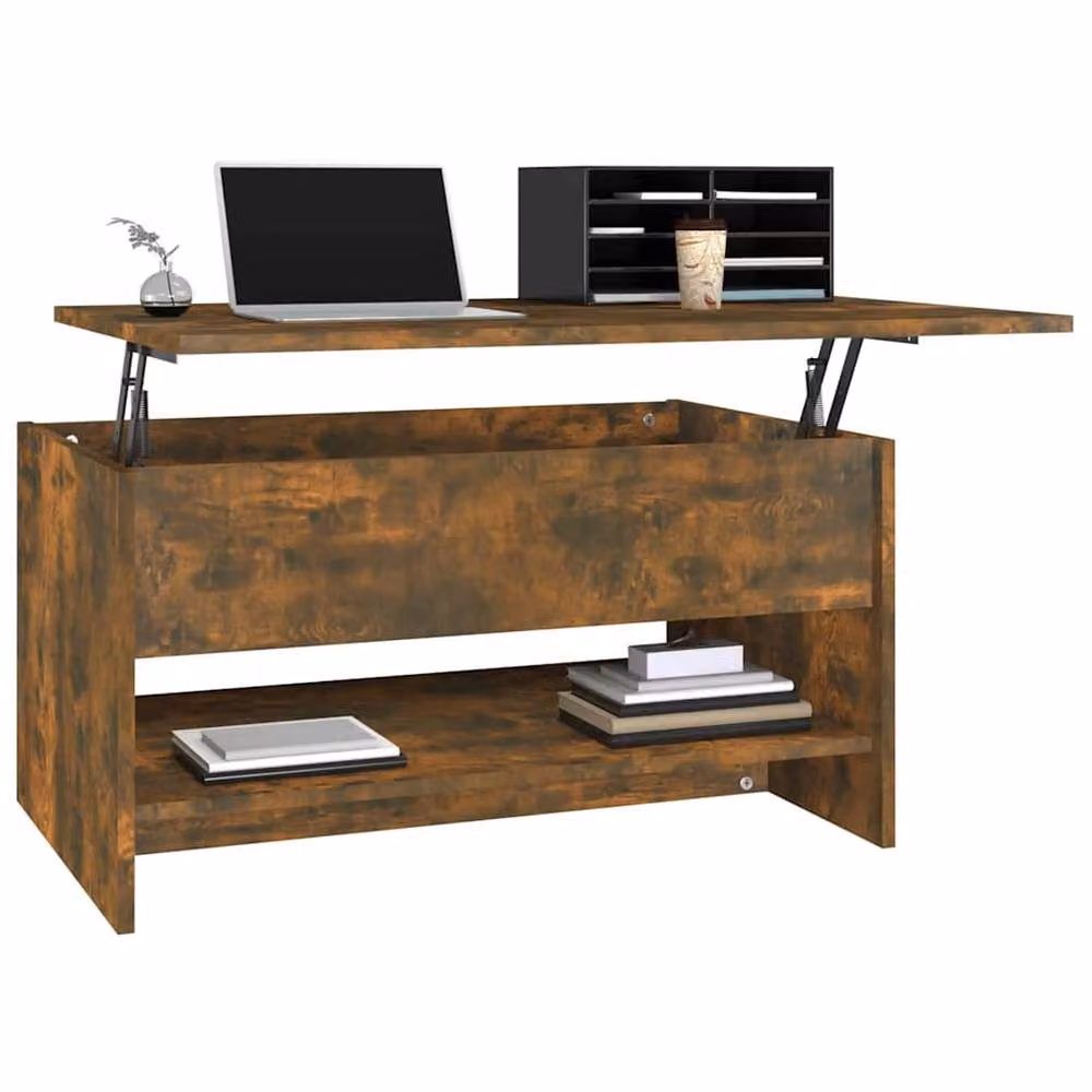 Berkfield Home Smoked Oak Coffee Table in Brown, W/D/H: 80 x 50 x 40 cm – 3