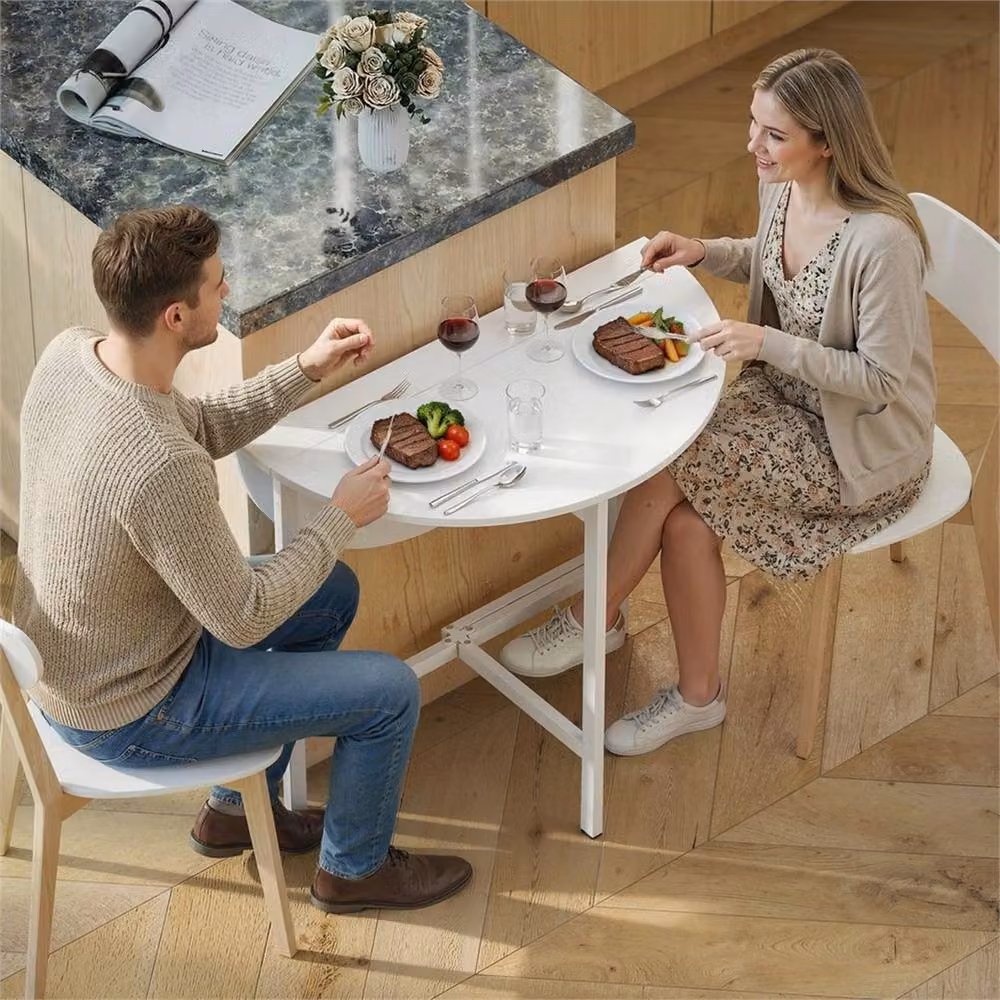 Nordara White Modern Drop Leaf Dining Table with Butterfly Leaf, W: 100 cm, D: 80 cm – 4