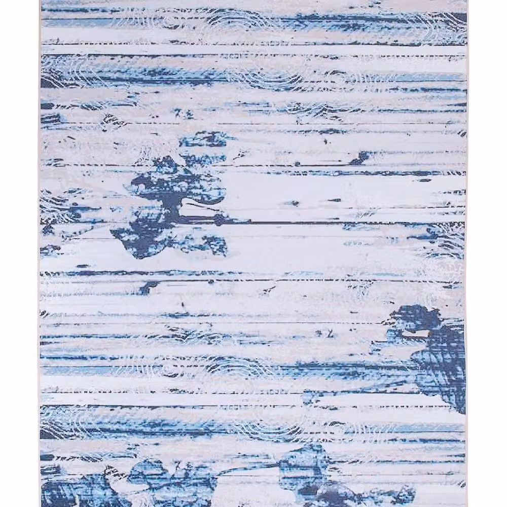 Wyld and Coco Beige and Blue Abstract Modern Rectangular Area Rug, W: 160 cm, L: 230 cm