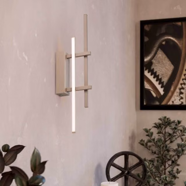 Eglo Trepiliano Modern LED Linear Wall Light, Sand/White, W/D/H: 45.5 x 15.5 x 12.0 cm