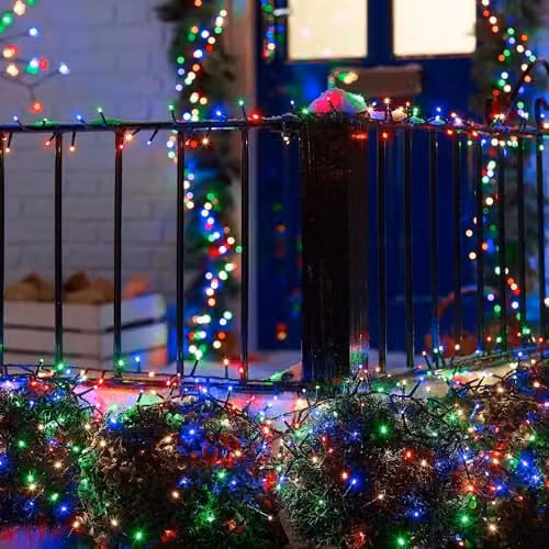 Shatchi 2000 LED Multicolour Christmas Cluster Fairy Lights with Green Cable and Timer – 5