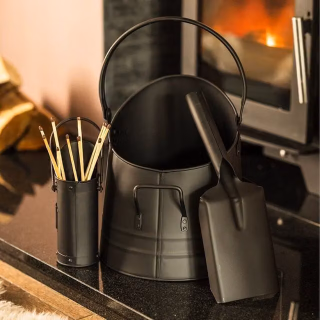 Marco Paul 3-Piece Freestanding Metal Fireside Accessory Set in Black