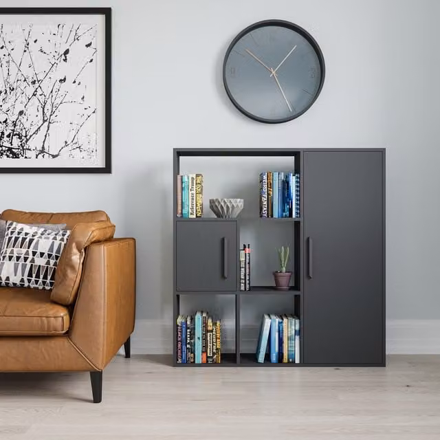 Decorotika Ridge Bookcase with Cabinets in Anthracite