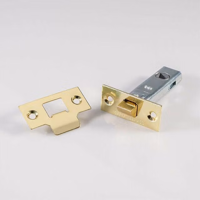 Loops 76mm Tubular Mortice Door Latch Plates and Fixings Included in Electro Brassed Gold