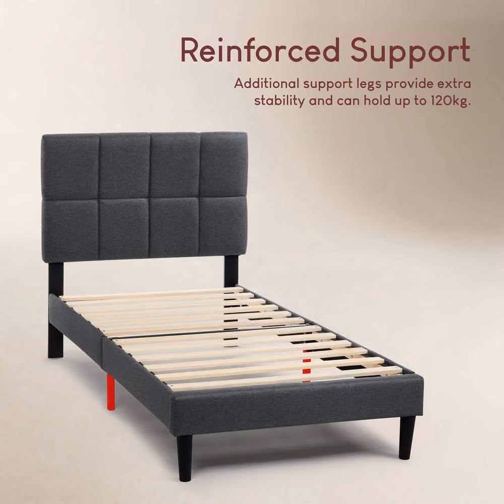 Vida Designs Velmora Fabric Bed Frame in Dark Grey, Single (90 x 200 cm) – 5