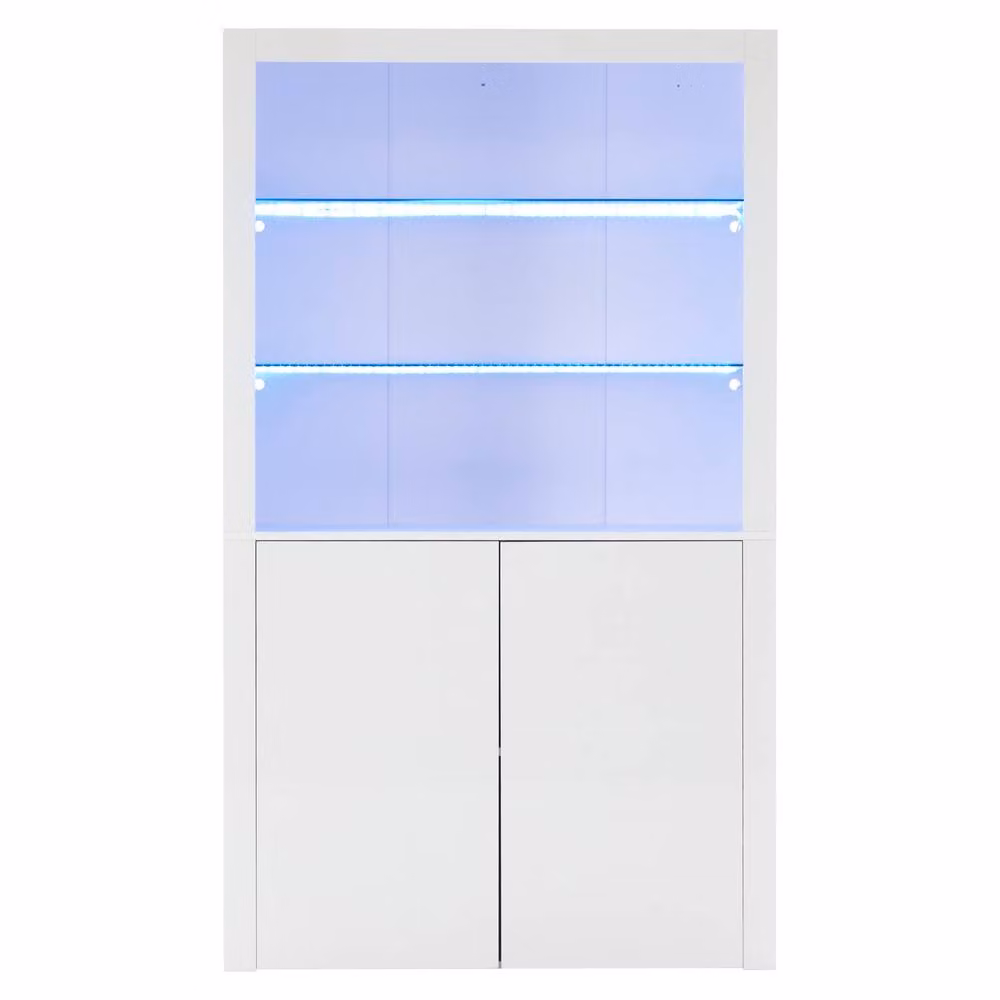 Matteo High Gloss Display Cabinet with Integrated LED Lighting and Glass Doors in White, Height: 100 cm – 3