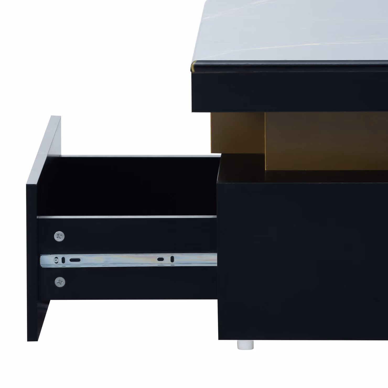 Aosom UK Modern Rectangular Coffee Table with Marble Veneer Top and 2 Wooden Drawers, Black, W: 100 cm, D: 50 cm, H: 40 cm – 8