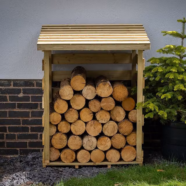 Forest Garden Compact Wooden Pent Log Store in Brown – 1