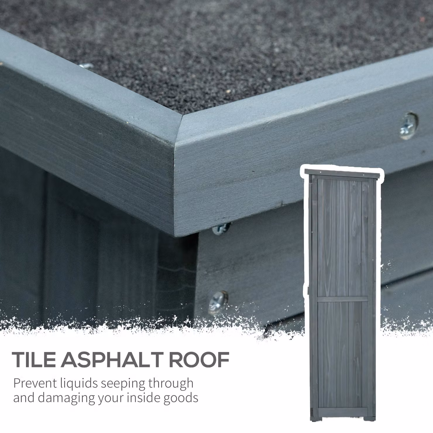 OUTSUNNY Lacquered Wooden Garden Storage Shed with 3 Shelves and Hinged Doors, Grey, W/D/H: 79.0 x 39.5 x 39.5 cm – 4