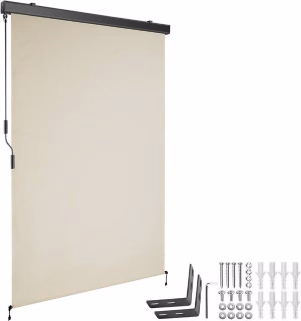 tectake Eloise Vertical Awning in Beige, W/H: 120 x 250 cm – 1