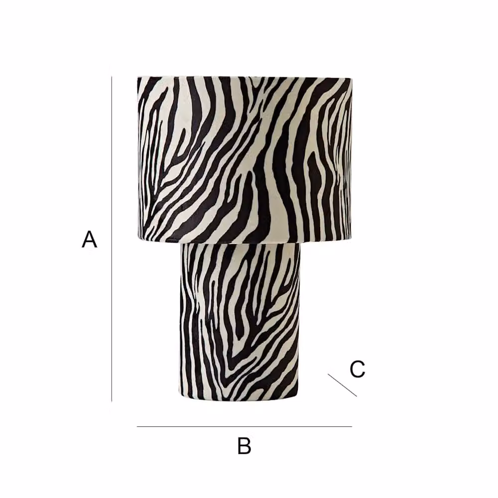 ValueLights Nessa Zebra Pattern White and Black Velvet Table Lamp – 4