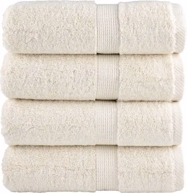 Berkfield Home SOLUND Premium Cotton Terry Guest Towels, 4 Pack, Beige, W: 30 cm, H: 50 cm, 600 gsm