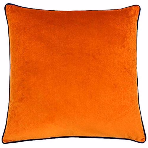 Furn Meridian Velvet Piped Square Cushion in Coral, W/D/H: 55 x 55 x 55 cm – 1