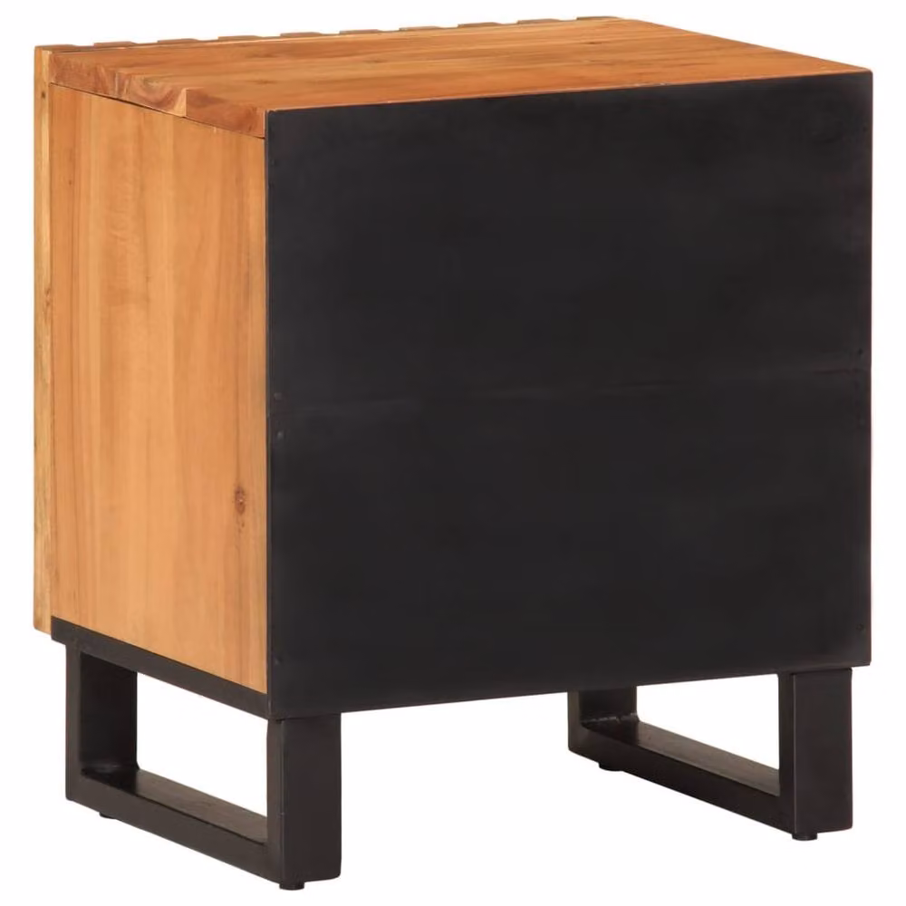 Berkfield Home Set of 2 Acacia Wood Bedside Cabinets in Brown, W/D/H: 40 x 34 x 46 cm – 6