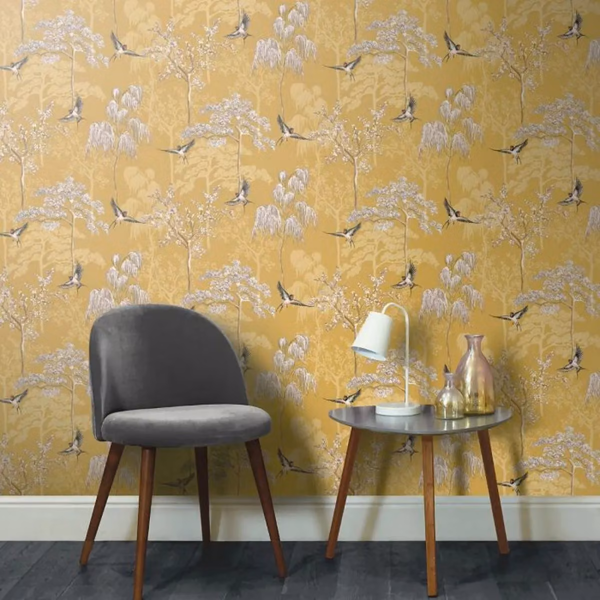 Arthouse Garden Botanical Floral Wallpaper in Yellow, Matt Finish, W/H: 53 x 53 cm – 2