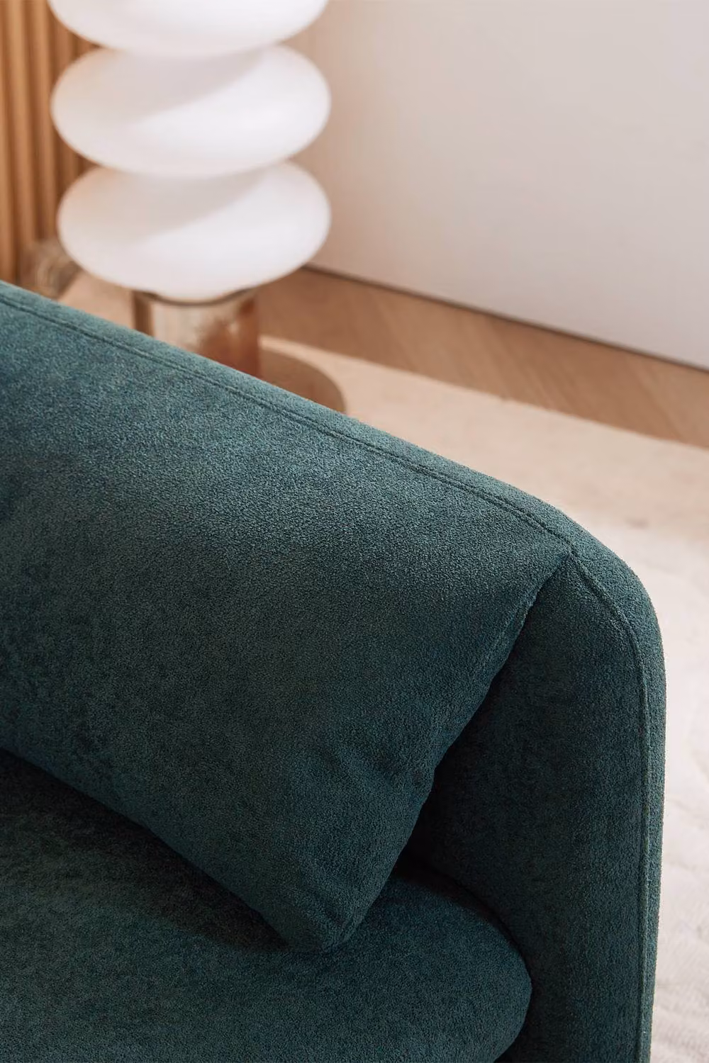 Living and Home Green Chenille Upholstered Armchair with Footstool – 4